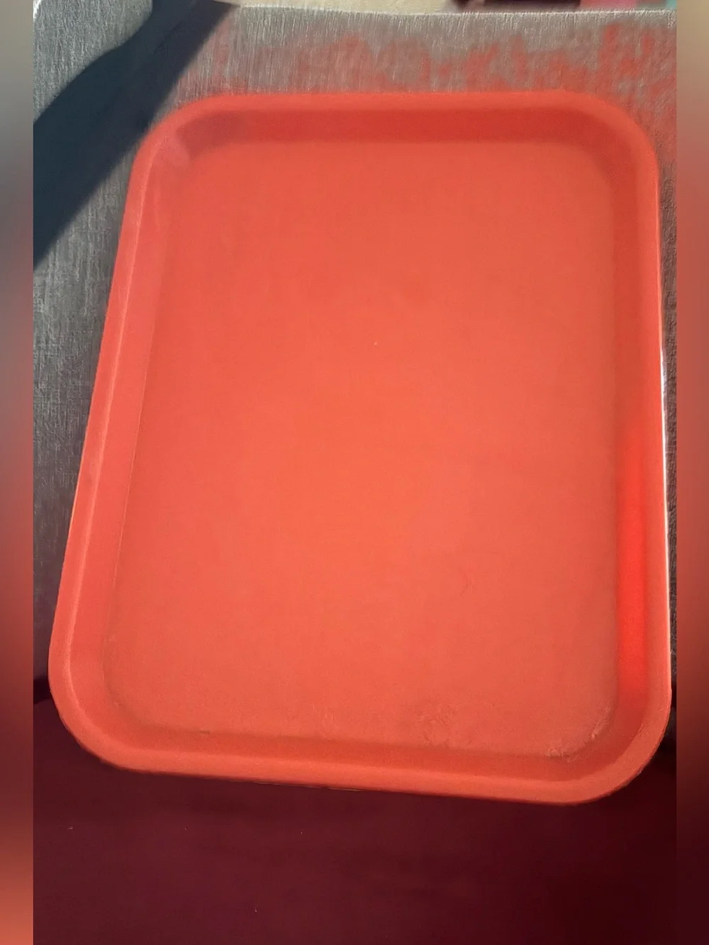 Pre Own Orange Plastic Serving Tray-14x11x1”